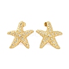 Rack Plating Brass Micro Pave Clear Cubic Zirconia Stud Earrings for Women EJEW-C125-27C-G-4