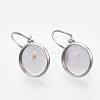 Tarnish Resistant Flat Round Tray Smooth Surface 304 Stainless Steel Leverback Earring Findings X-STAS-R065-66-3