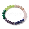 Natural & Synthetic Gemstone Round Beaded Stretch Bracelets for Women BJEW-JB11017-1