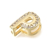 Brass Micro Pave Clear Cubic Zirconia Initial Spacer Bars KK-E802-34G-P-2