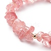 Synthetic Cherry Quartz Glass Chips Beaded Bracelet BJEW-JB08792-2