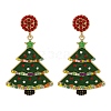 Christmas Alloy Plastic Bead Stud Earrings for Women EJEW-U024-02G-01-1