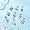 9Pcs Christmas Alloy Snowflake Pendant Decorations HJEW-JM04451-2