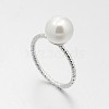Brass Acrylic Pearl Finger Rings for Wedding Jewelry LS-RJEW-J061-P-1