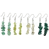 Natural Green Aventurine & Prehnite & Malachite & Peridot Chip Dangle Earrings Set for Women EJEW-JE06245-05-2