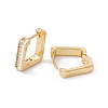 Enamel Rectangle Hoop Earrings with Cubic Zirconia EJEW-B014-01G-3