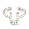 Rack Plating Brass Open Cuff Rings for Women RJEW-F162-01P-U-2