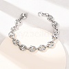 304 Stainless Steel Coffee Bean Link Chain Bracelets for Women Men BJEW-F529-10A-P-1