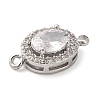 Brass Pave Clear Cubic Zirconia Connector Charms KK-G503-31P-2