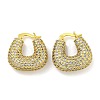 Rack Plating U-Shaped Brass Micro Pave Clear Cubic Zirconia Hoop Earrings for Women EJEW-G410-63G-1