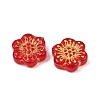 Baking Paint and Golden Metal Enlaced Glass Beads DGLA-T004-09H-2