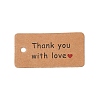 100Pcs Kraft Paper Word Thank You with Love Printed Gift Tags CDIS-H007-12A-1