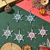 3Pairs 3 Colors Christmas Snowflake Glass Seed Braided Dangle Earrings EJEW-MZ00236-2