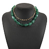 Opaque Resin Oval Beaded Alloy Paperclip Chain Double Layer Necklaces FS-WG06472-05-1