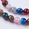 Natural Striped Agate/Banded Agate Beads Strands G-G581-8mm-17-3