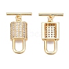 Brass Micro Pave Clear Cubic Zirconia Toggle Clasps KK-N254-163G-3