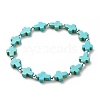 Synthetic Turquoise(Dyed) Cross Beaded Stretch Bracelet BJEW-JB08450-02-1