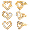 3 Pairs 3 Styles Brass Micro Pave Clear Cubic Zirconia Stud Earrings for Women EJEW-BBC0002-10-1