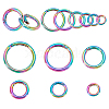 WADORN® 12Pcs 6 Style Rainbow Color Alloy Spring Gate Rings FIND-WR0004-15-1