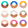 18Pcs 9 Colors Resin & Walnut Wood Pendants RESI-BT0001-07-1