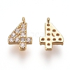 Brass Micro Pave Clear Cubic Zirconia Charms ZIRC-L075-60A-04G-1