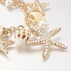 Trendy Shell Charm Bracelets BJEW-F166-01-2