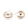 Brass Wheel Shape Stud Earrings EJEW-C047-03G-2