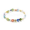 2Pcs 2 Style Natural Pearl & Lampwork Flower & Glass Seed Beaded Stretch Bracelets Set for Women BJEW-JB09101-6