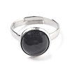 Half Round Natural Black Agate Finger Rings RJEW-M062-01P-30-2