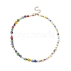 Natural Pearl & Millefiori & Seed Glass Beaded Necklace for Women NJEW-JN04161-1