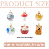 24Pcs 6 Styles Porcelain Pendants PALLOY-FH00169-2