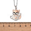 Brass Cute Cup Fox Pendant Cable Chain Necklaces for Women NJEW-C067-03P-5