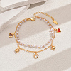 Fashionable Vintage Beach Style Adjustable Brass & Plastic Pearl Charm Double Strand Ladies Anklets GJ2324-2-1