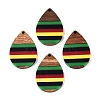 Jamaican Colour Epoxy Resin & Walnut Wood Pendants RESI-N039-122O-1