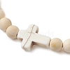 Natural Wood Beads Stretch Bracelets for Women BJEW-JB11338-01-3