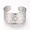 Tarnish Resistant 304 Stainless Steel Filigree Cuff Bangles X-STAS-S060-08-1