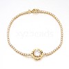 Golden Plated Brass Cubic Zirconia Cup Chain Bracelets BJEW-H0001-01G-1