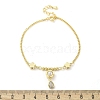 Brass Micro Pave Clear Cubic Zirconia Charm Bracelets for Women BJEW-C083-06G-5