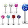 316 Surgical Stainless Steel Rhinestone Round Ball Threadless Labrets WG0410F-08-5