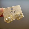 Brass & Imitation Pearl Stud Earrings for Women WGD4158-01-1