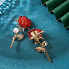 2Pcs Valentine's Day Rose Zinc Alloy Crystal Rhinestone Brooches JEWB-TADJ0001-02B-5