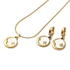 Moon & Flower Golden 304 Stainless Steel Jewelry Set with Enamel SJEW-H306-02G-01-2