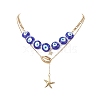 2Pcs 2 Style Brass Shell with Star Pendant Lariat Necklaces Set NJEW-JN04208-4