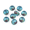 Flower Printed Transparent Acrylic Rondelle Beads TACR-S160-01-B03-1