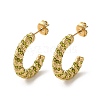 Real 18K Gold Plated 304 Stainless Steel with Glass Ring Stud Earrings EJEW-Z026-18G-04-1