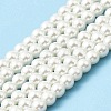 10 Strands Baking Painted Pearlized Glass Pearl Round Bead Strands HY-SZ0001-02B-03-2
