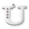 Tarnish Resistant 304 Stainless Steel Letter Pendant Rhinestone Settings X-STAS-J028-01U-1