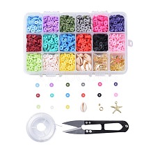 15 Colors Eco-Friendly Handmade Polymer Clay Beads DIY-JP0005-47-6mm