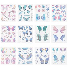 Gorgecraft 12 Sheets 12 Style Butterfly Theme Cool Sexy Body Art Removable Temporary Tattoos Paper Stickers MRMJ-GF0001-37