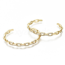 Brass Micro Pave Clear Cubic Zirconia Cuff Bangles BJEW-S142-020-NF